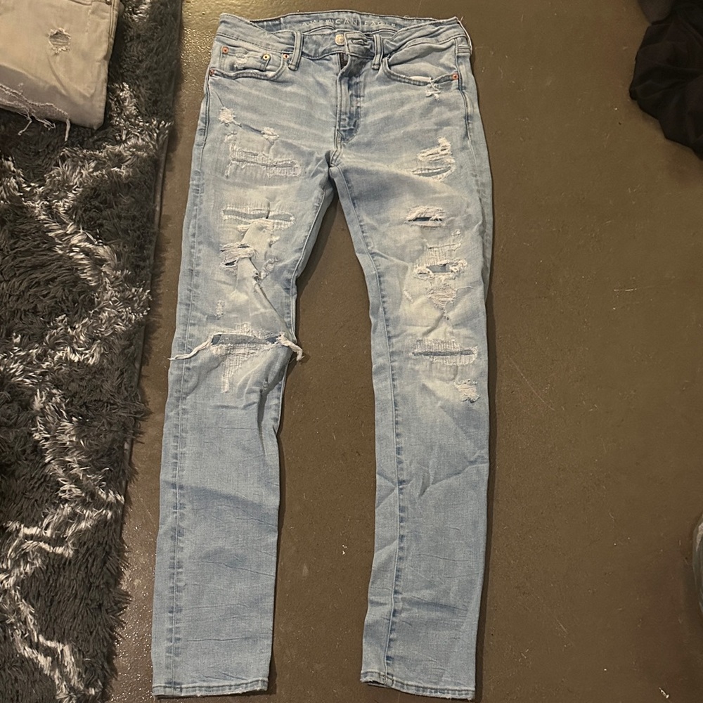 American Eagle Outfitters Light Blue Ripped Skinny Jeans